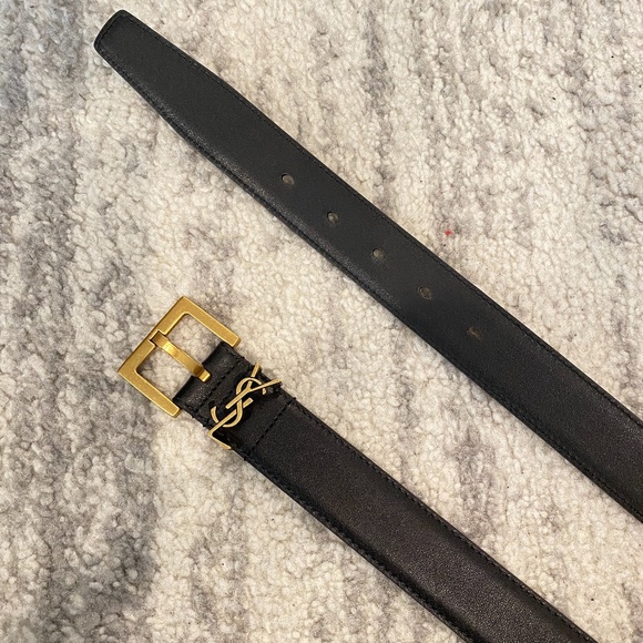 YSL Cassandre Smooth Leather Belt in Black Size 85 - Picture 1 of 6